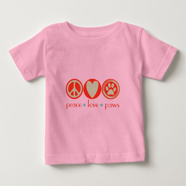 Camiseta De Bebé Peace Love Paws (Anverso)