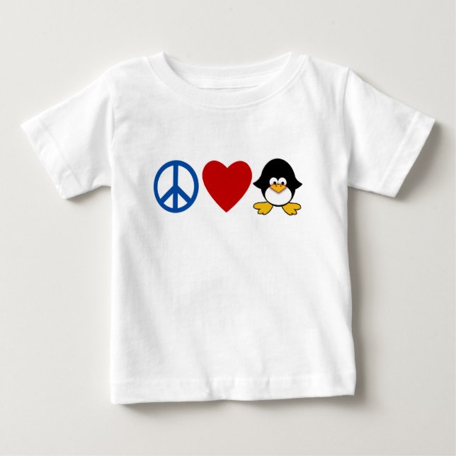 Camiseta De Bebé Peace Love Penguin Baby T-shirts, Mugs (Anverso)