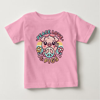 Camiseta De Bebé Peace Love & Pigs Toddler Shirt