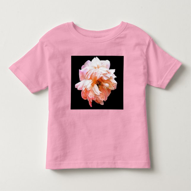 Camiseta De Bebé Peach Peony pálido sobre negro (Anverso)