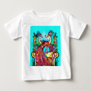 Camiseta De Bebé PEACOCKS EN AMOR MONOGRAMA azul turquesa rojo verd