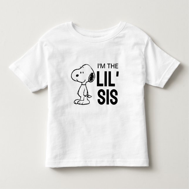 Camiseta De Bebé Peanuts Snoopy | Soy la hermana menor (Anverso)