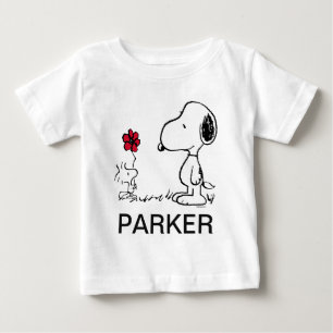 Camiseta De Bebé Peanuts Snoopy y Woodstock Rojo y Negro