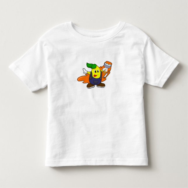 Camiseta De Bebé Pear como pintador con pincel de pintura (Anverso)