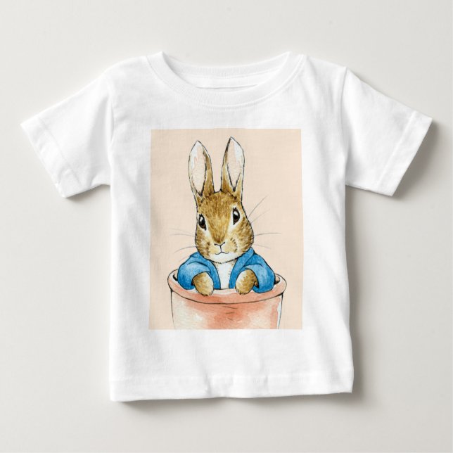 Camiseta De Bebé Pedro el conejo sentado en una olla (Anverso)