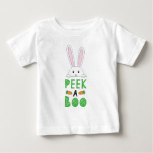 Camiseta De Bebé Peek-A-Boo conejo de Pascua Rosado y Blanco