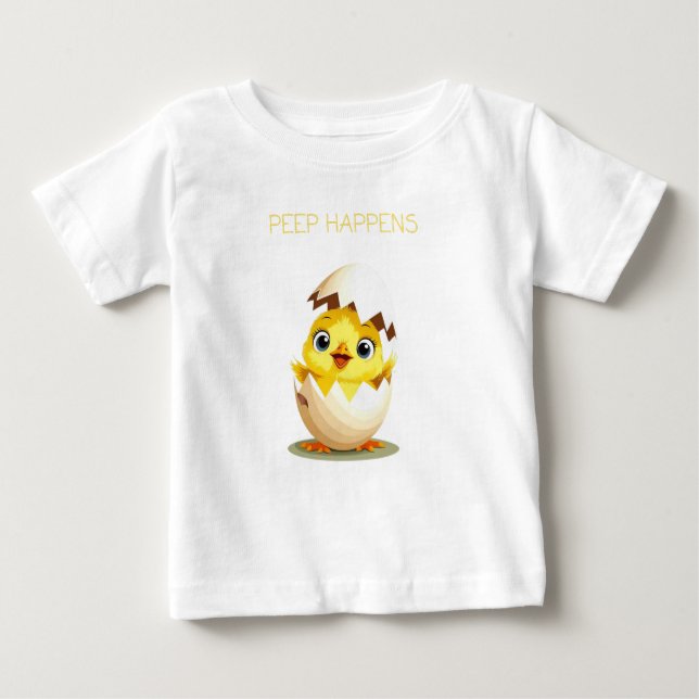 Camiseta De Bebé Peep Happens" Cute Chick Baby T-Shirt (Anverso)