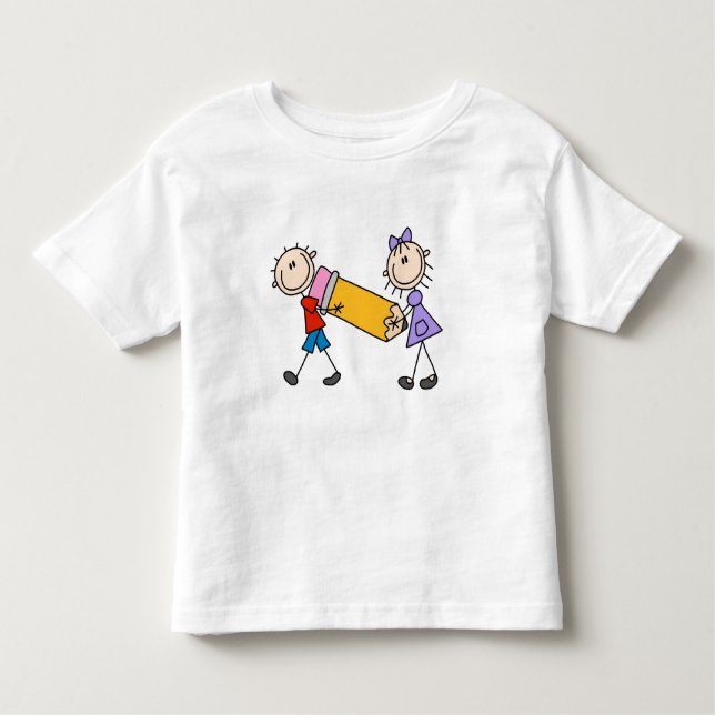 Camiseta De Bebé Pegar niños con lápiz (Anverso)
