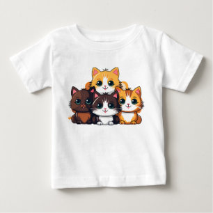 Camiseta De Bebé Pegatina de Chibi Cat Squad – Adorables amigos pel