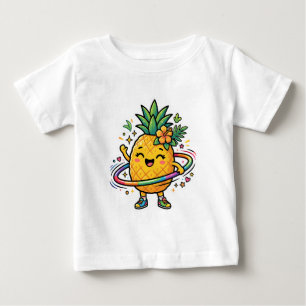 Camiseta De Bebé Pegatina Tropical Divertida de Piña Kawaii con Hul