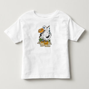 Camiseta De Bebé Pelícano como pescador con barra de pesca y pescad
