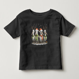 Camiseta De Bebé Pelícano de Navidad lindo con sombrero de Santa