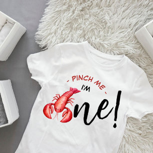 Camiseta De Bebé Pellízcame, Cumplo Un Año Langostino 