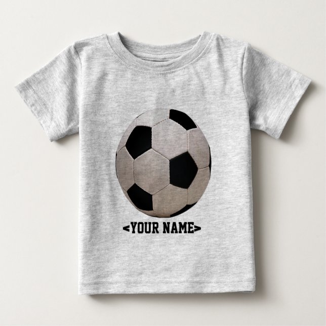Camiseta De Bebé Pelota de fútbol blanca y negra (Anverso)