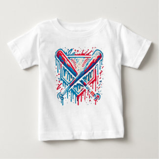 Camiseta De Bebé Pelota y bate de graffiti con goteo de béisbol ame
