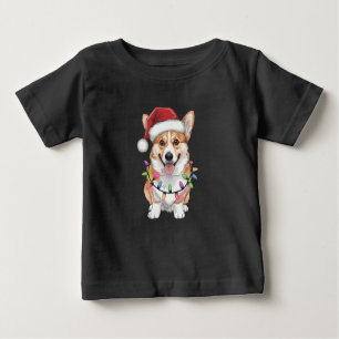 Camiseta De Bebé Pembroke Welsh Corgi Santa Christmas Tree Lights