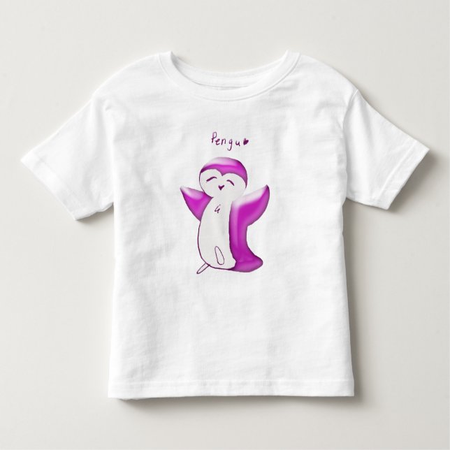 Camiseta de bebé Pengu Happy Penguin(BrightPink) (Anverso)