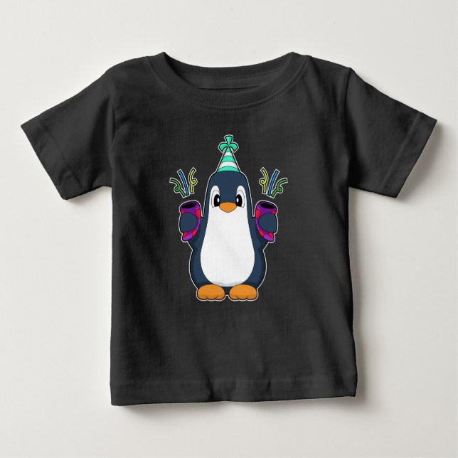 Camiseta De Bebé Penguin Birthday Confetti (Anverso)