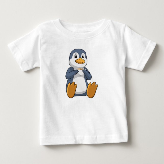 Camiseta De Bebé Penguin con Copa de Café (Anverso)