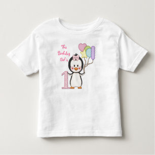 Camiseta De Bebé Penguin Cutie - Primer cumpleaños del Chica