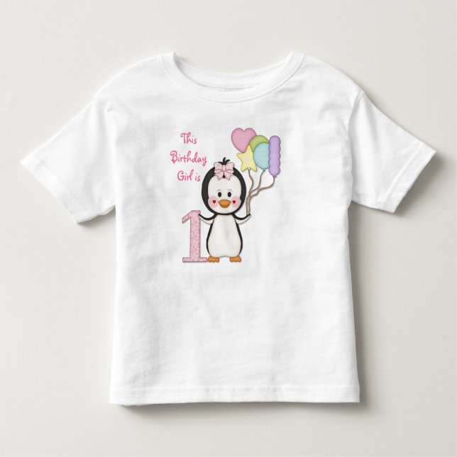 Camiseta De Bebé Penguin Cutie - Primer cumpleaños del Chica (Anverso)
