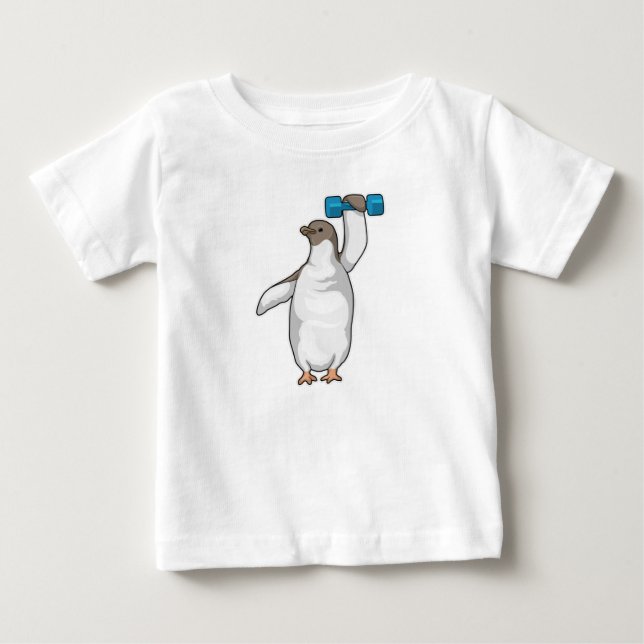 Camiseta De Bebé Penguin Fitness Dumbbell (Anverso)