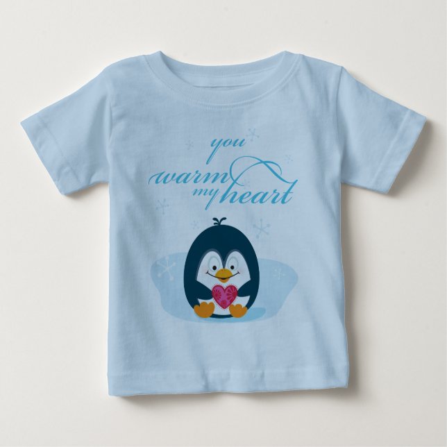 Camiseta De Bebé PENGUIN "me calientas el corazón" (Anverso)