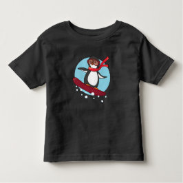 Camiseta De Bebé Penguin Snowboarding