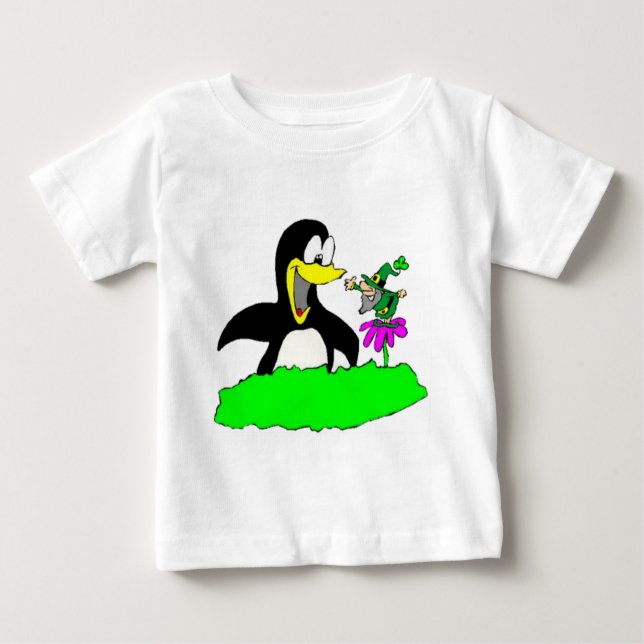 Camiseta De Bebé Penguin y Leprechaun (Anverso)