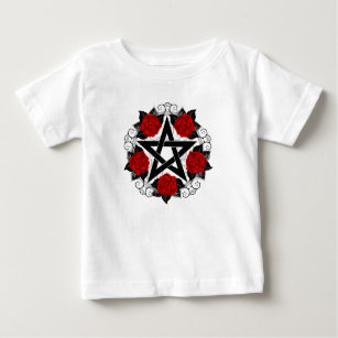 Camiseta De Bebé Pentagram with Red Roses