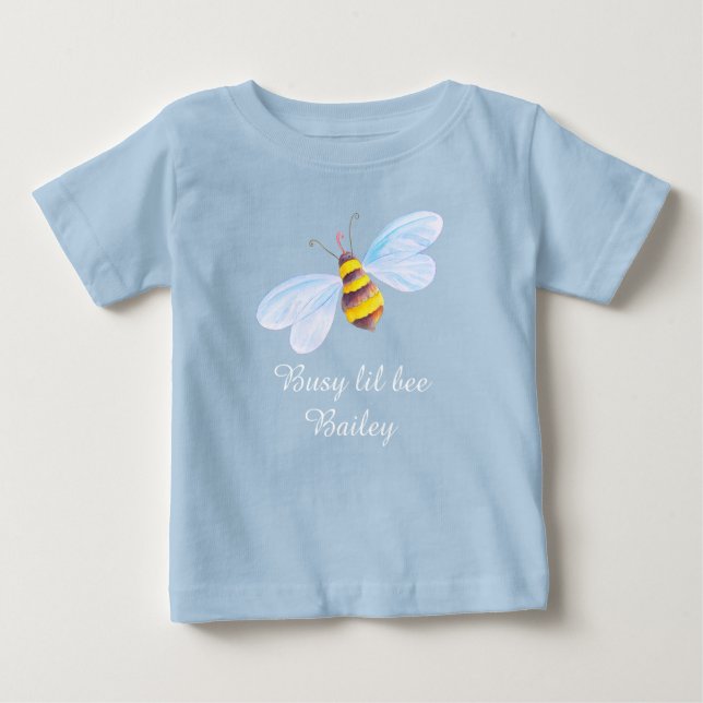 Camiseta De Bebé Pequeña arte personalizado pintado abeja ocupada (Anverso)