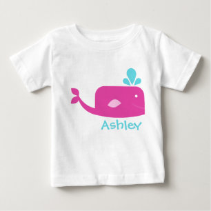 Camiseta De Bebé Pequeña ballena rosa personalizada