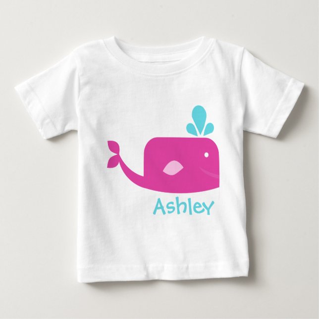 Camiseta De Bebé Pequeña ballena rosa personalizada (Anverso)