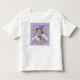 Camiseta De Bebé Pequeña bruja linda volando en el vector de Hallow
