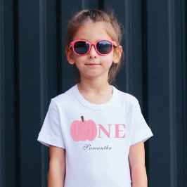 Camiseta De Bebé Pequeña Calabaza Cae Pastel Rosa Primer Cumpleaños