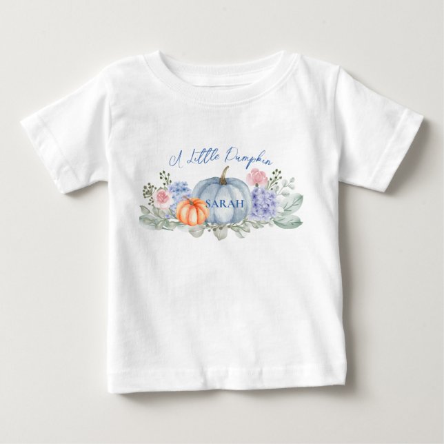 Camiseta De Bebé Pequeña Calabaza Floral Halloween Cae Baby Shower (Anverso)