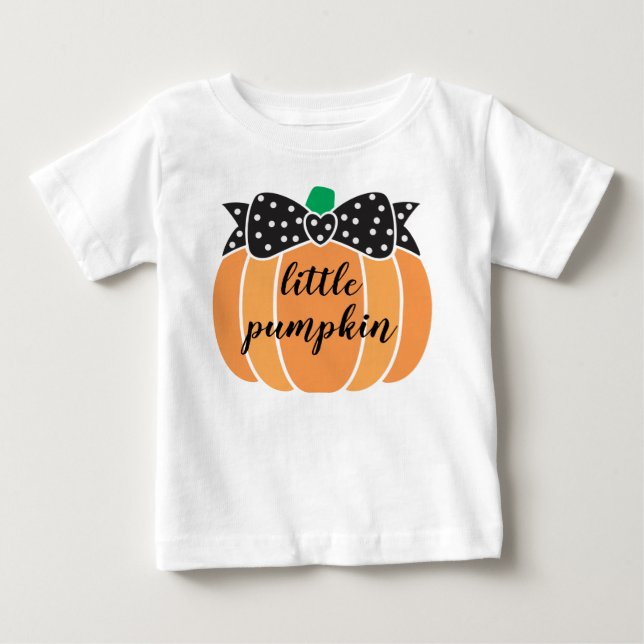 Camiseta De Bebé Pequeña calabaza linda con el cumpleaños de Hallow (Anverso)