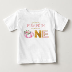 Camiseta De Bebé Pequeña Calabaza Oro Rosa Chica Floral Primer cump