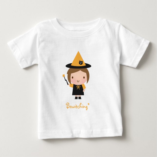 Camiseta De Bebé Pequeña Chica de bruja, que se bebe a Halloween (Anverso)