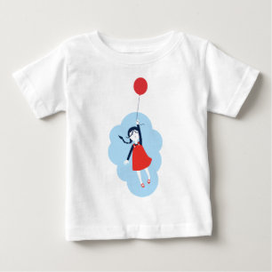 Camiseta De Bebé Pequeña chica y globo rojo tee gráfico lindo