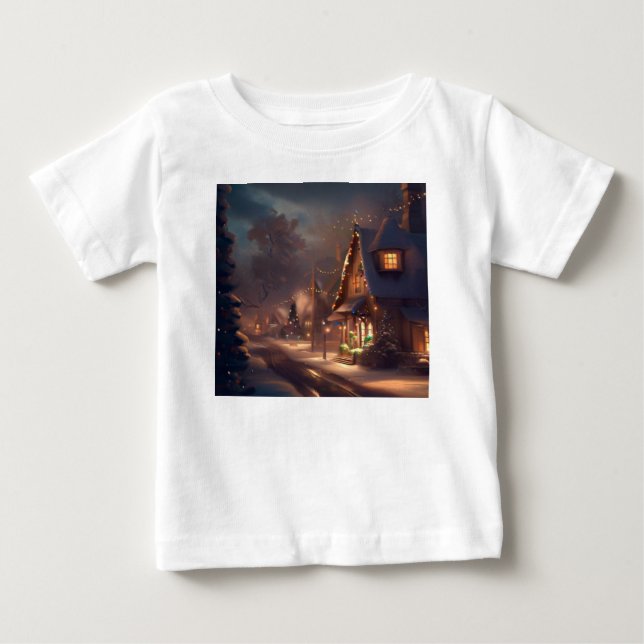 Camiseta De Bebé Pequeña ciudad 2 navidades (Anverso)