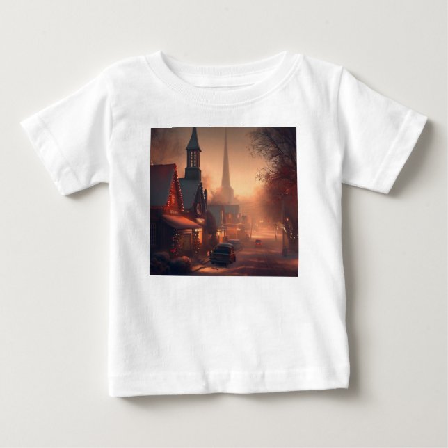 Camiseta De Bebé Pequeña ciudad 4 navidades (Anverso)