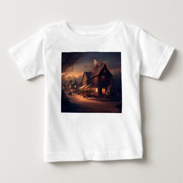 Camiseta De Bebé Pequeña ciudad 6 navidades (Anverso)