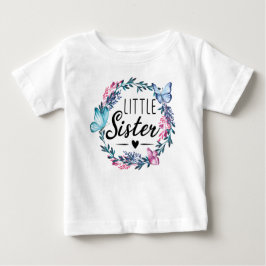 Camiseta De Bebé pequeña hermana adorable Floral wreath linda chica