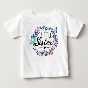Camiseta De Bebé pequeña hermana adorable Floral wreath linda chica