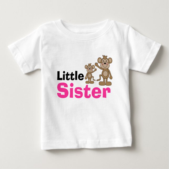 Camiseta De Bebé Pequeña hermana de mono lindo (Anverso)