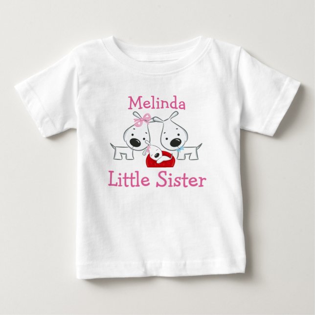 Camiseta De Bebé Pequeña hermana de perros personalizados (Anverso)