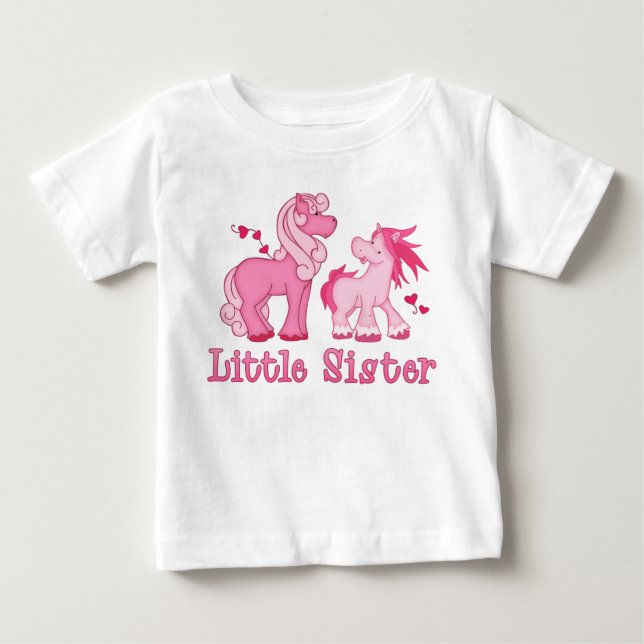 Camiseta De Bebé Pequeña hermana de Pink Ponys (Anverso)