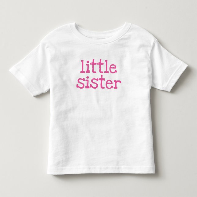 Camiseta De Bebé Pequeña hermana de texto rosa (Anverso)