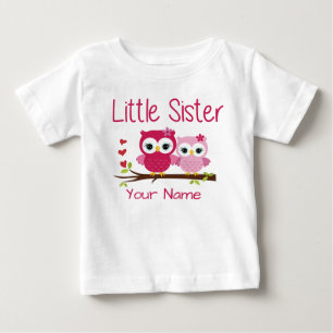 Camiseta De Bebé Pequeña Hermana Lechuza Rosa Personalizada Camiset